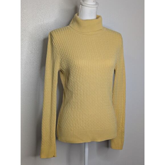 Jeanne Pierre Women’s 100% Cotton Turtleneck Fitted Ribbed Long Sleeve Sweater M - Picture 2 of 7